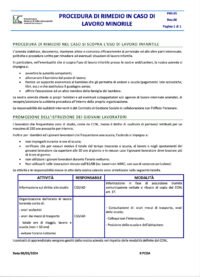 PROCEDURA DI RIMEDIO IN CASO DI LAVORO MINORILE